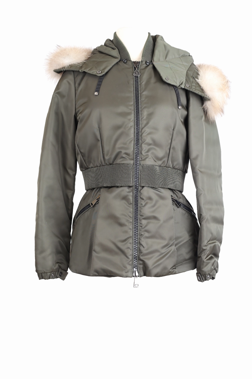 ReinforcedEdging SoftshellTexture Down Filled Jacket w/ Removable Fur Trim Hood