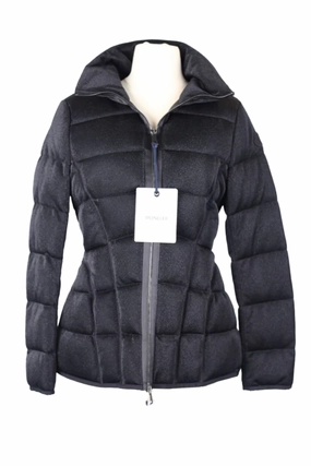 Sparkly Down Puffer Jacket Modern Drop Tail Hem