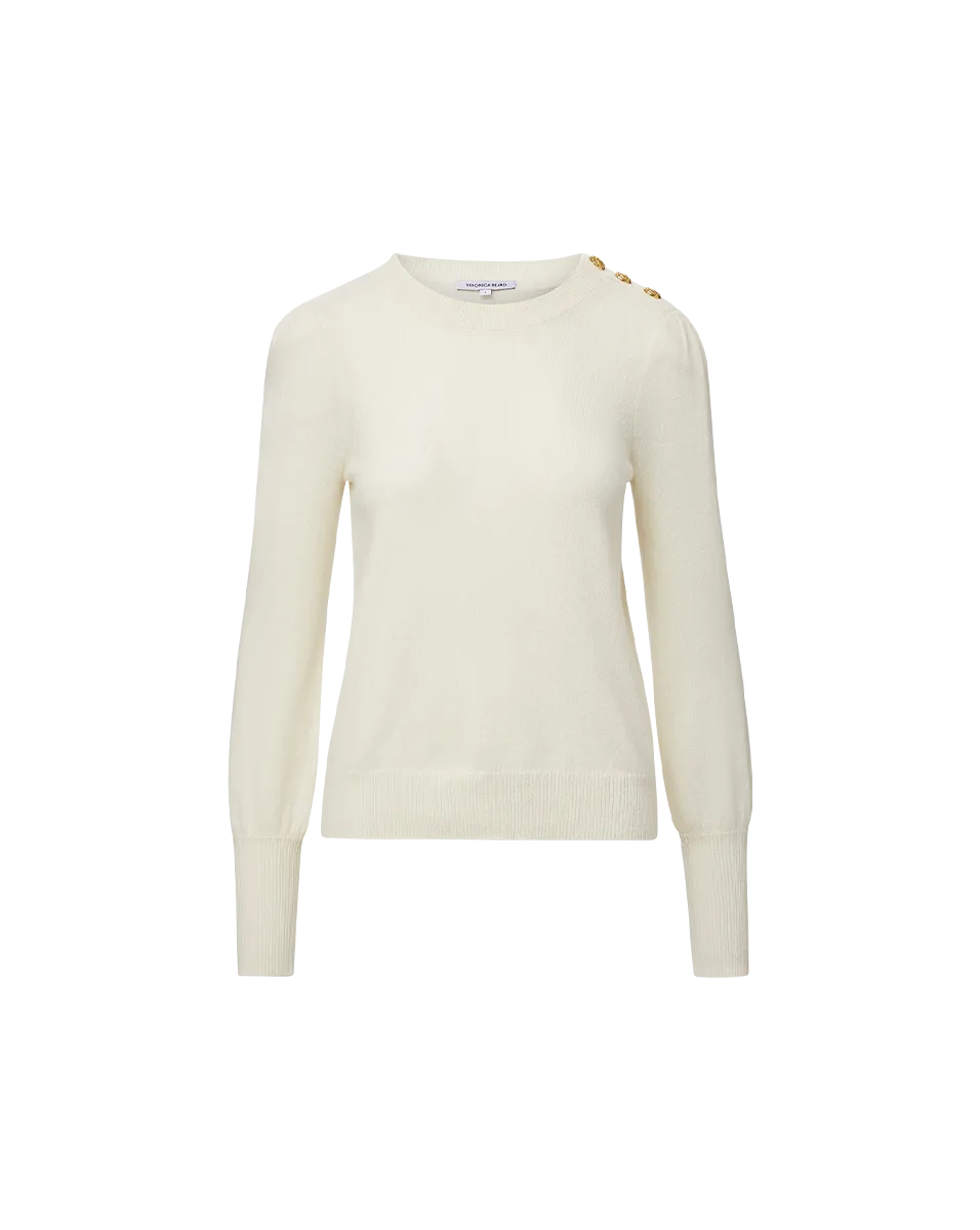 Layered Design Knit Layers Nelia Cashmere Pullover | Button Accent