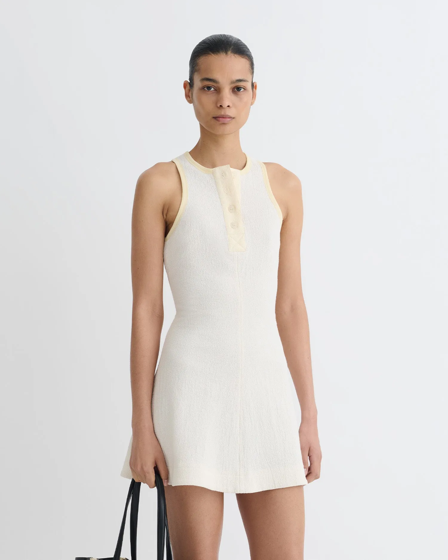 Flowy Layers Soph - Crepe Melange Mini Dress - Creme