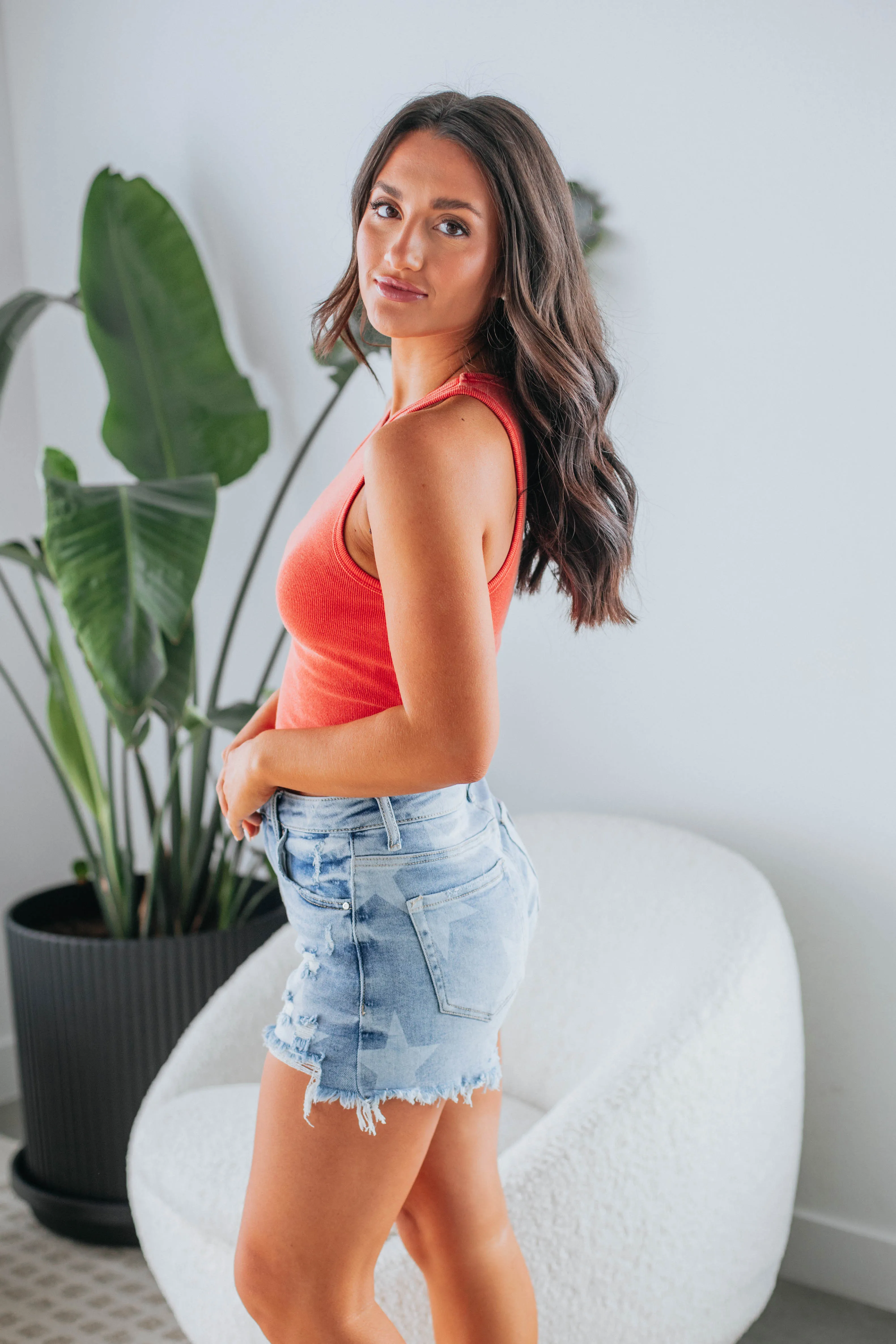 Julian Ribbed Tank - Tomato Fire - Resistant Recycled Material Blend