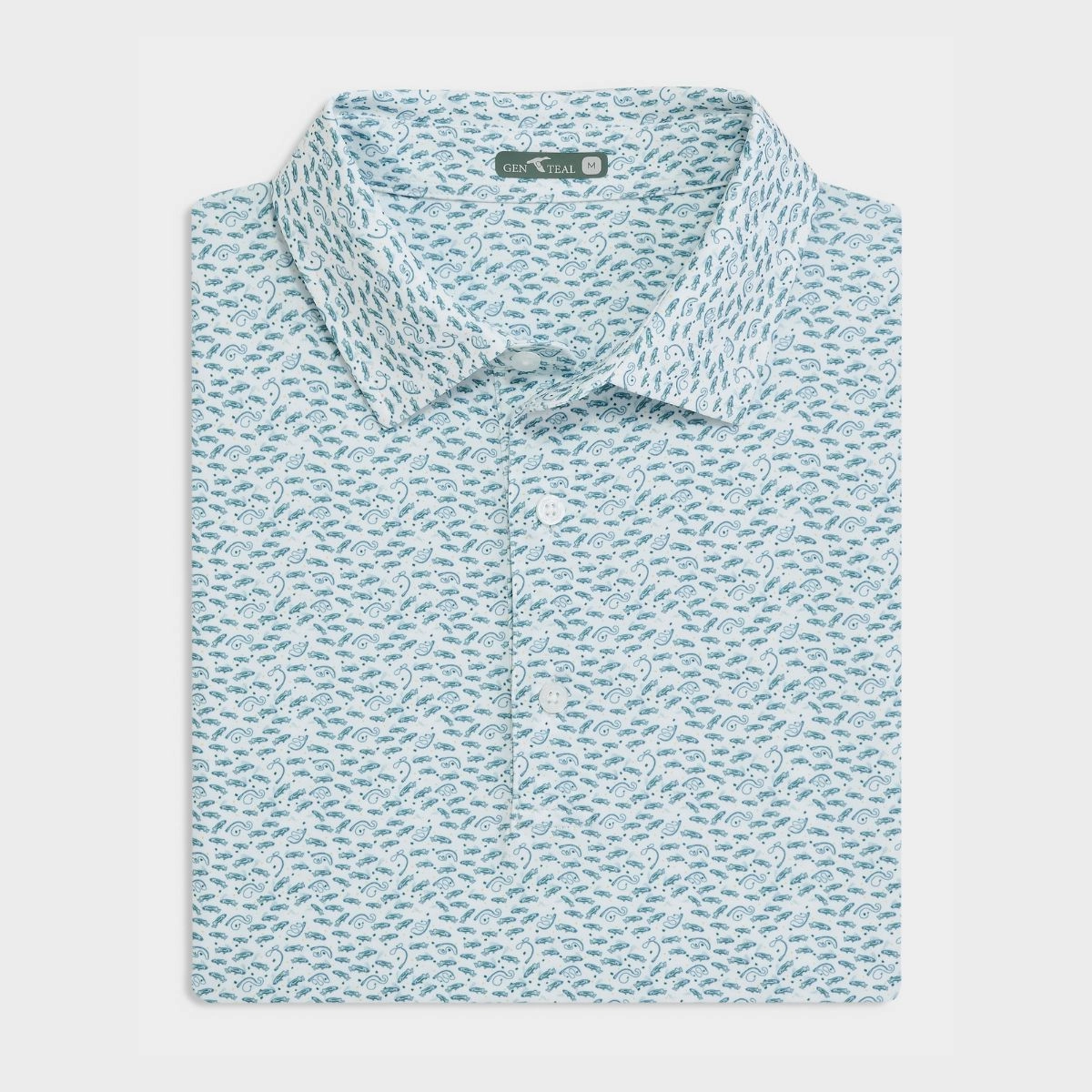 Comfortable Outfit Storm Blue Catch and Release Printed Performance Polo