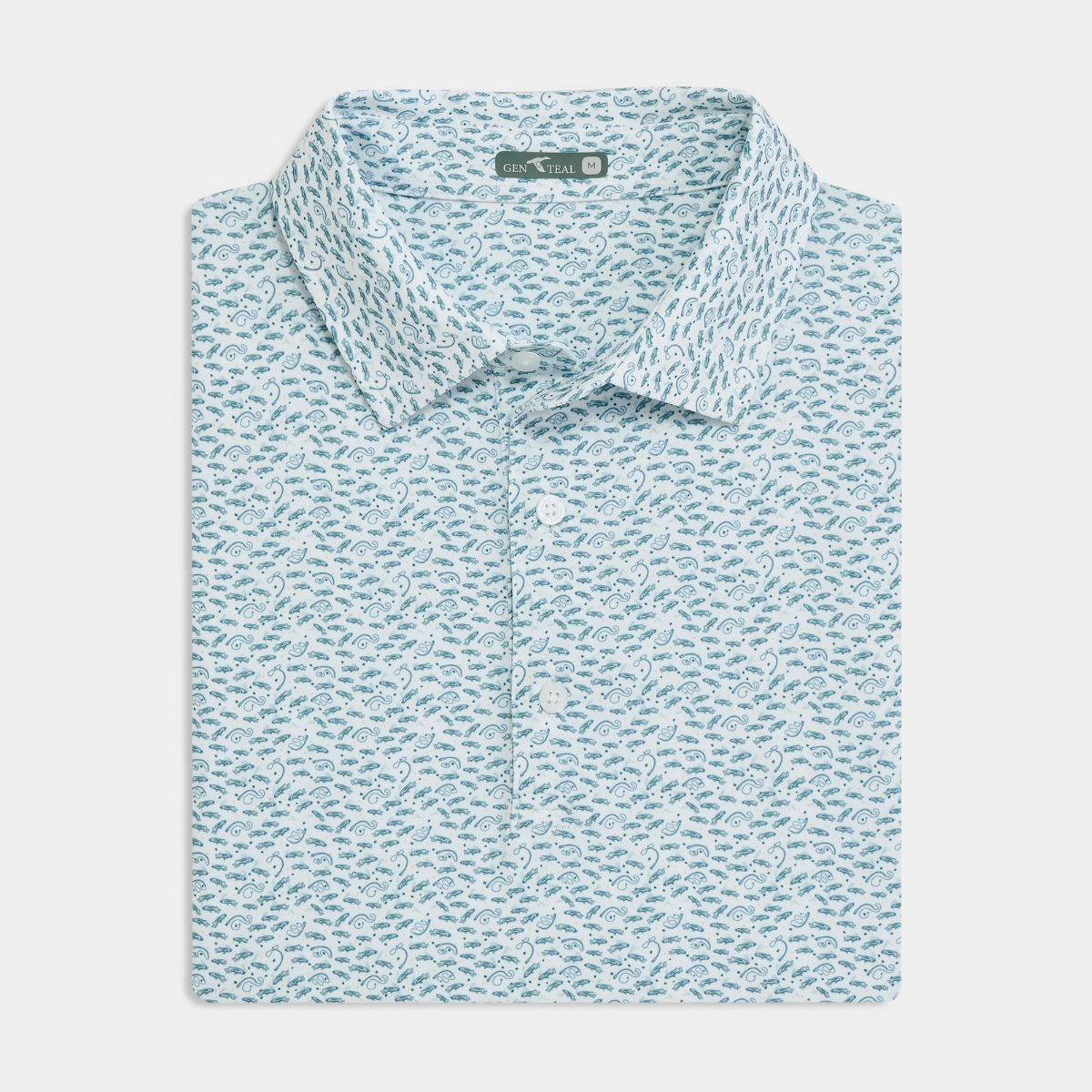 Storm Blue Catch and Release Printed Performance Polo PreShrunk Cotton Blend