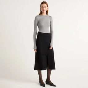 Ventilated Slits Lora Organic Cotton-Wool Skirt