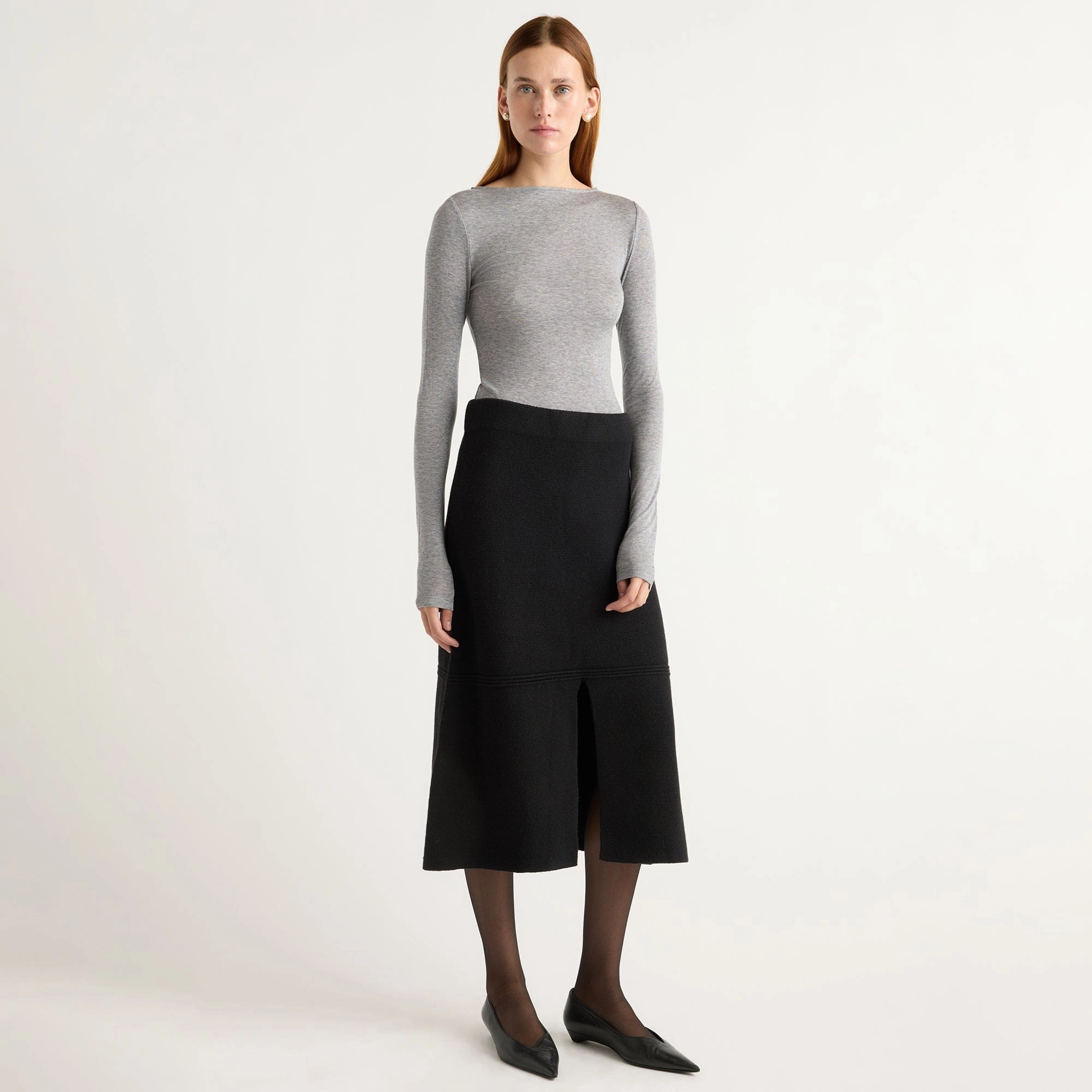 Ventilated Slits Lora Organic Cotton-Wool Skirt