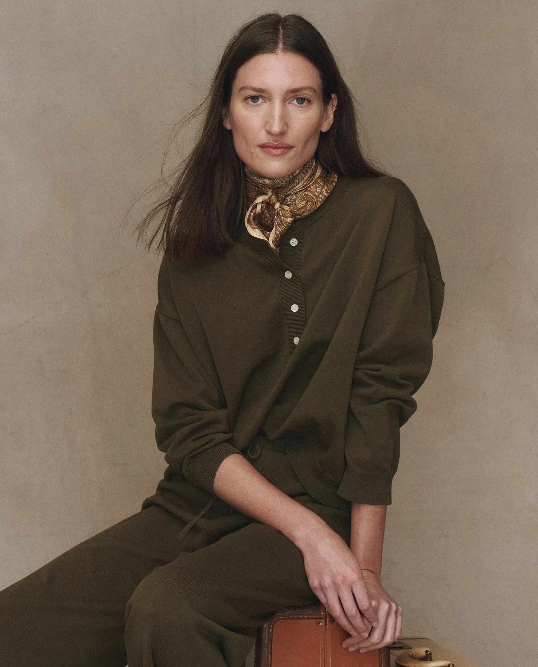 The Henley Sweater. -- Army Eco Conscious Processing Sleek Comfort Fit