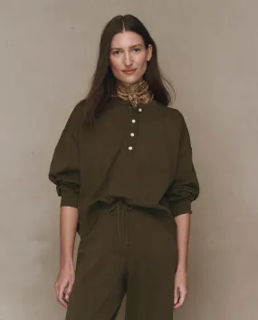 Light and Cozy The Henley Sweater. -- Army