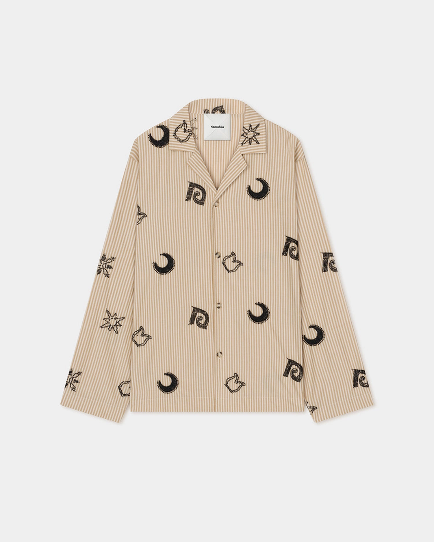 Simple Elegance Haris - Beaded Shirt - Beige/Black