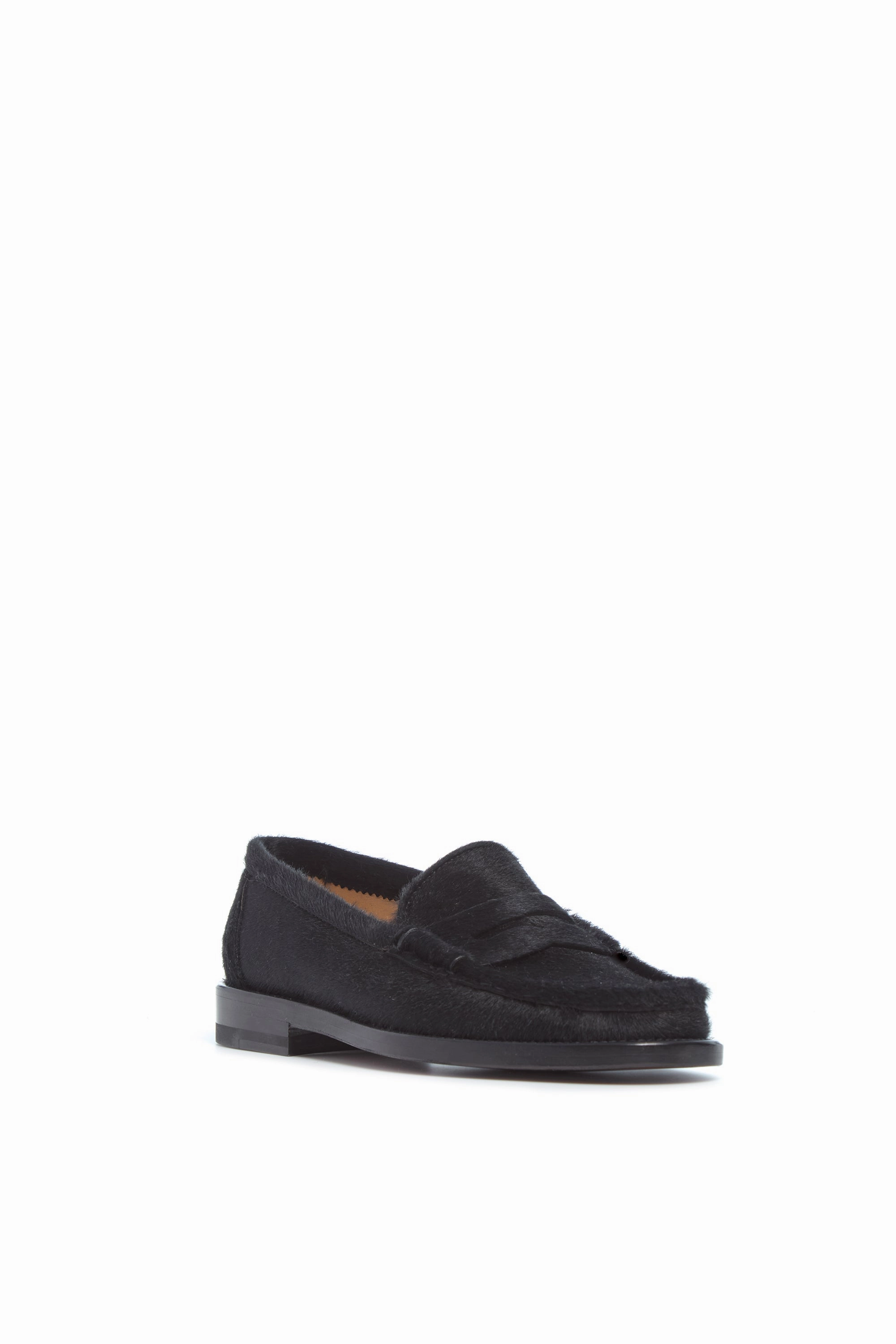 Long Stroll Fashion Forward Pierre Loafer in Black Pony Hair