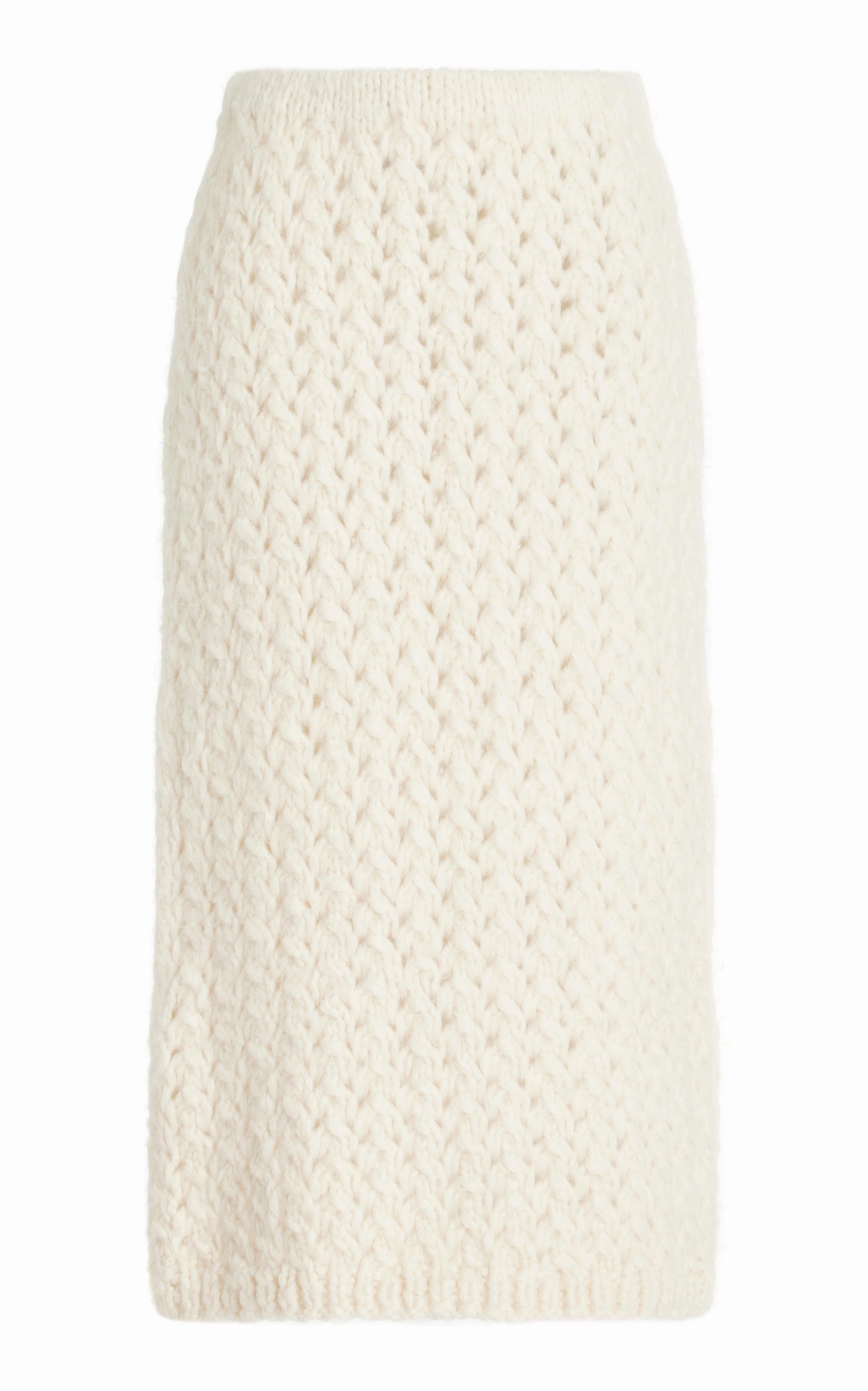 Collin Knit Midi Skirt in Ivory Welfat Cashmere Beach Day Mix Culture