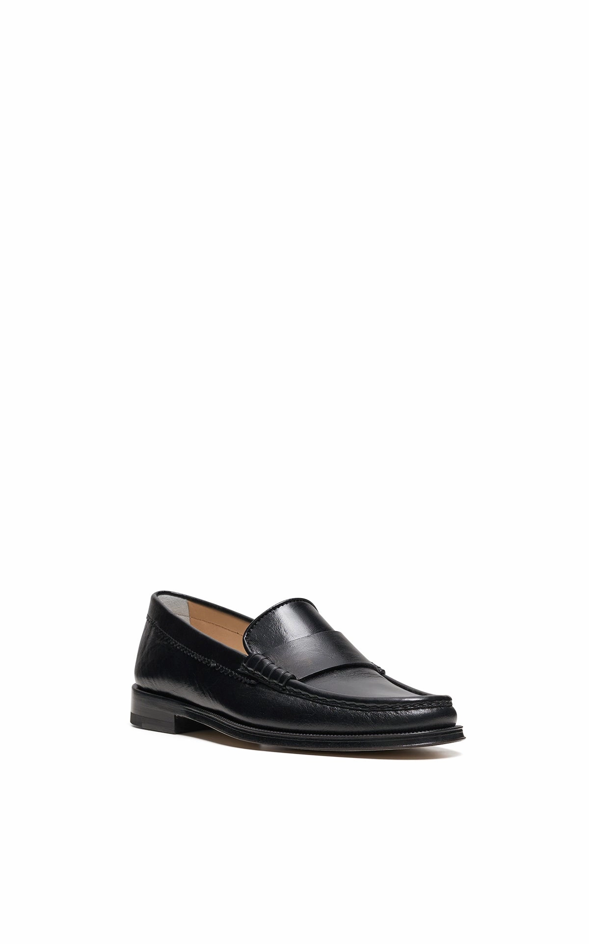 Seren Loafer in Black Leather Heel Hug
