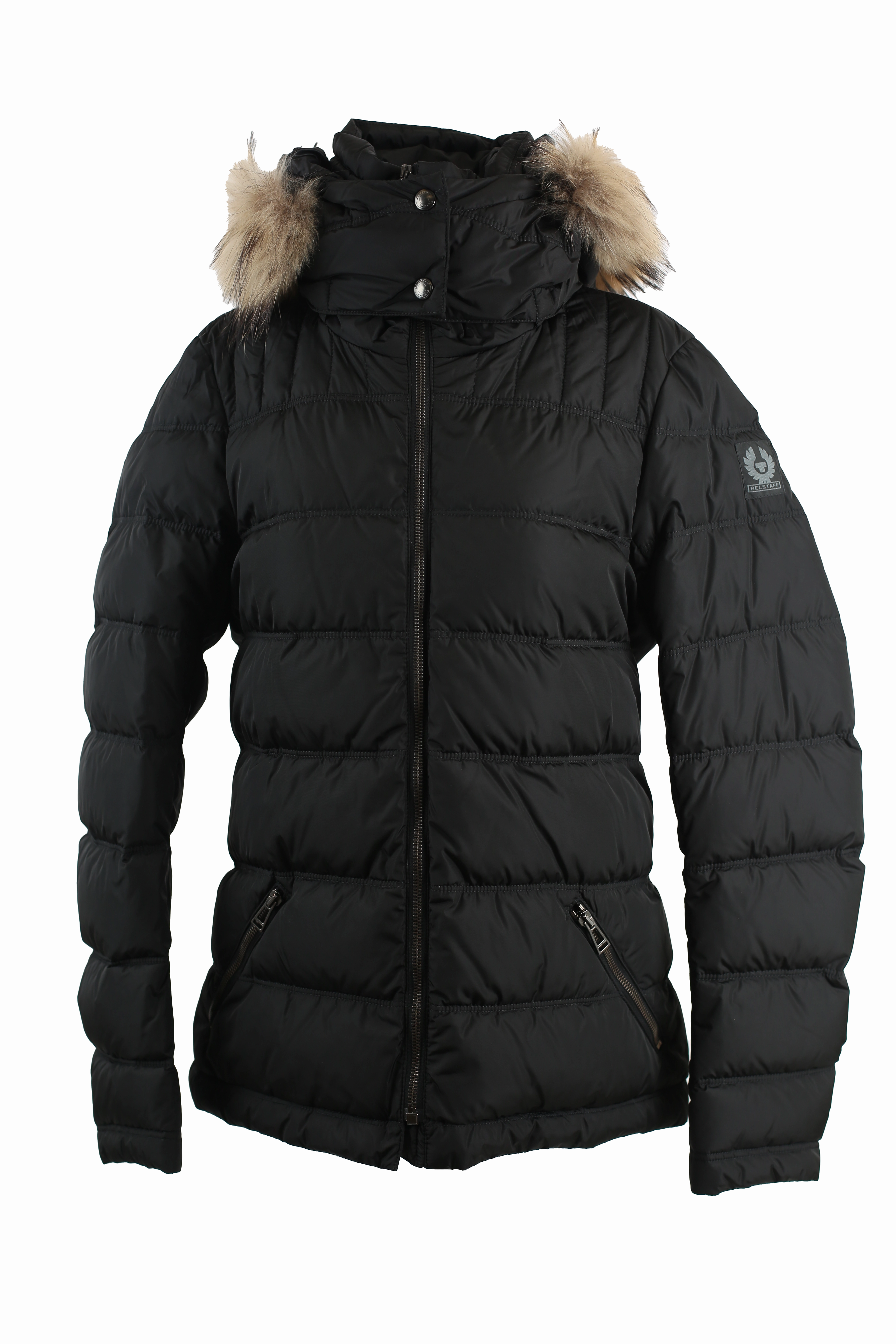 Sussex Down Fur Trim Puffer Jacket No Collar Fashion Forward Layer