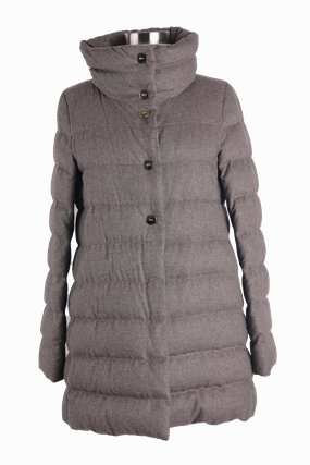 City Layer Style Silk/Cashmere A-Line Parka Jacket