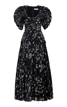 Relaxed fit wear Dress-Up Style Peggy Dress in Black & White Printed Silk Twill