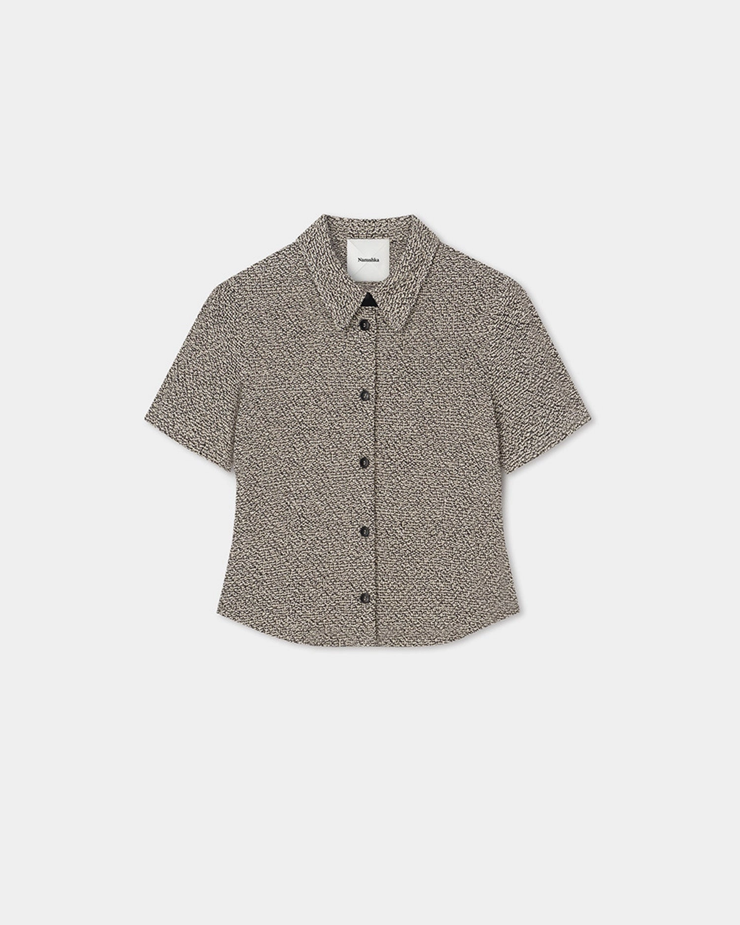 Comfort Stretch Clare - Loopback Cotton Shirt - Black/Creme Mouline