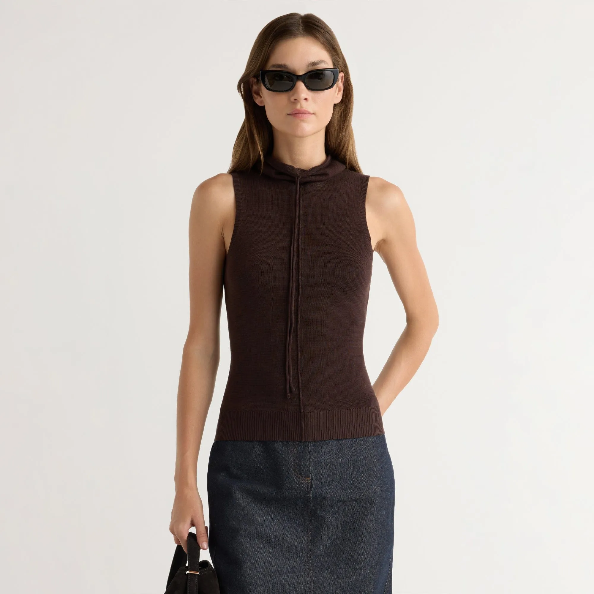 Tammy Cinched-Neck Tencel-Blend Top Basic Layering Relaxed Comfort Fit