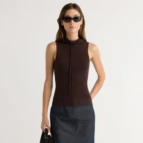 Tammy Cinched-Neck Tencel-Blend Top Basic Layering Relaxed Comfort Fit