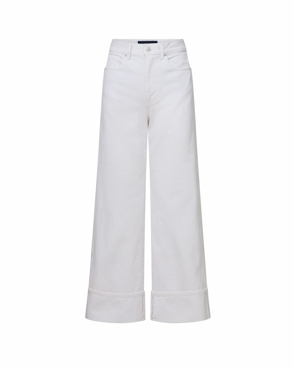 Weighted Hemline Lightweight Morning Stroll Durable Taylor Cuffed Cropped Wide-Leg Jean