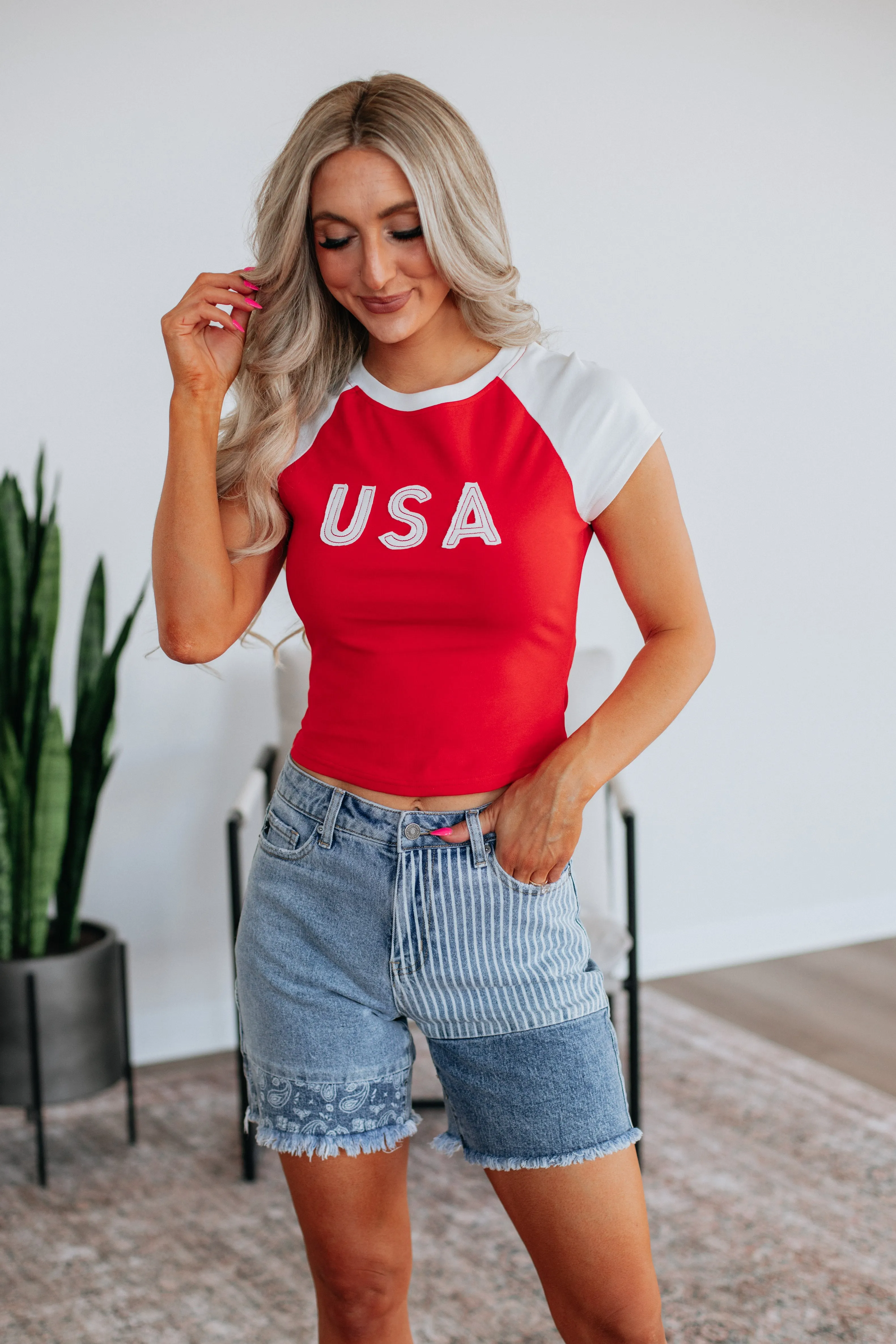 Team USA Tee - Cherry Comfy Flex
