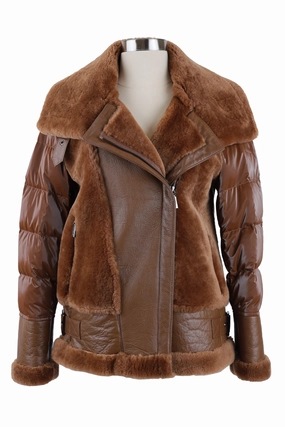 Mele Shearling Down Jacket Non Restrictive Movement Nylon Shell Construction