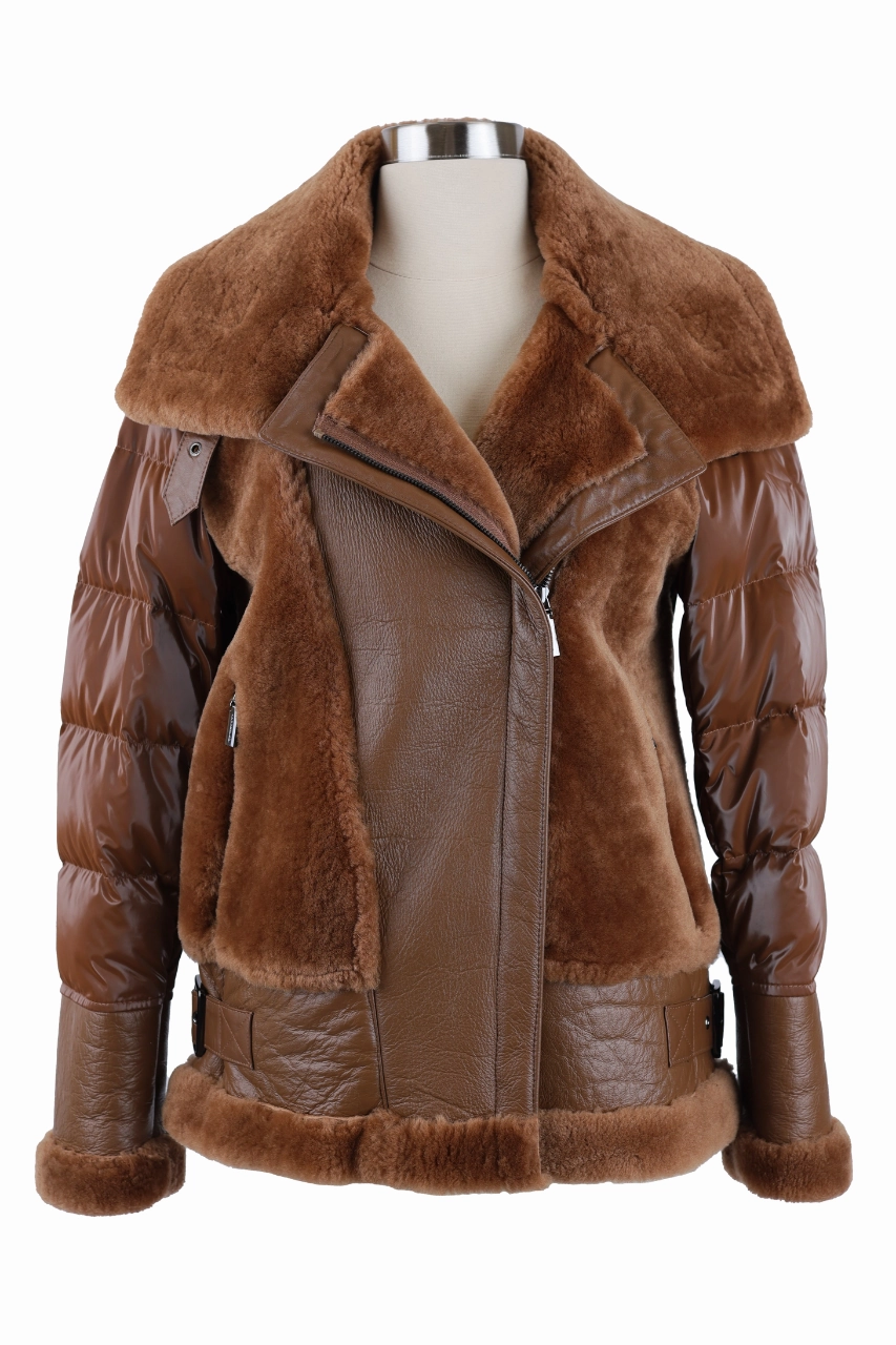 Mele Shearling Down Jacket Non Restrictive Movement Nylon Shell Construction