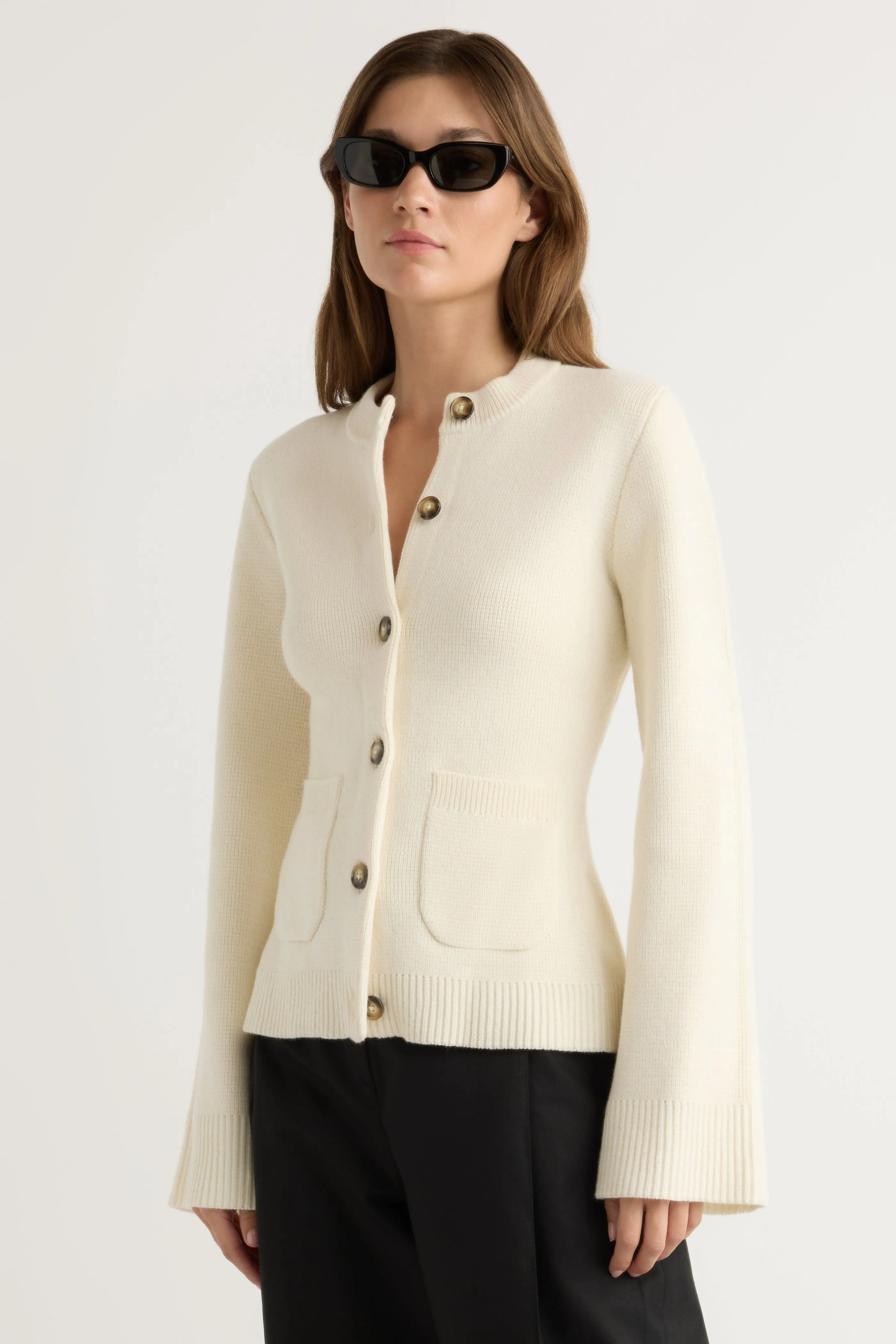Eames Organic Cotton-Wool Cardigan Minimalist Look Cozy Basics