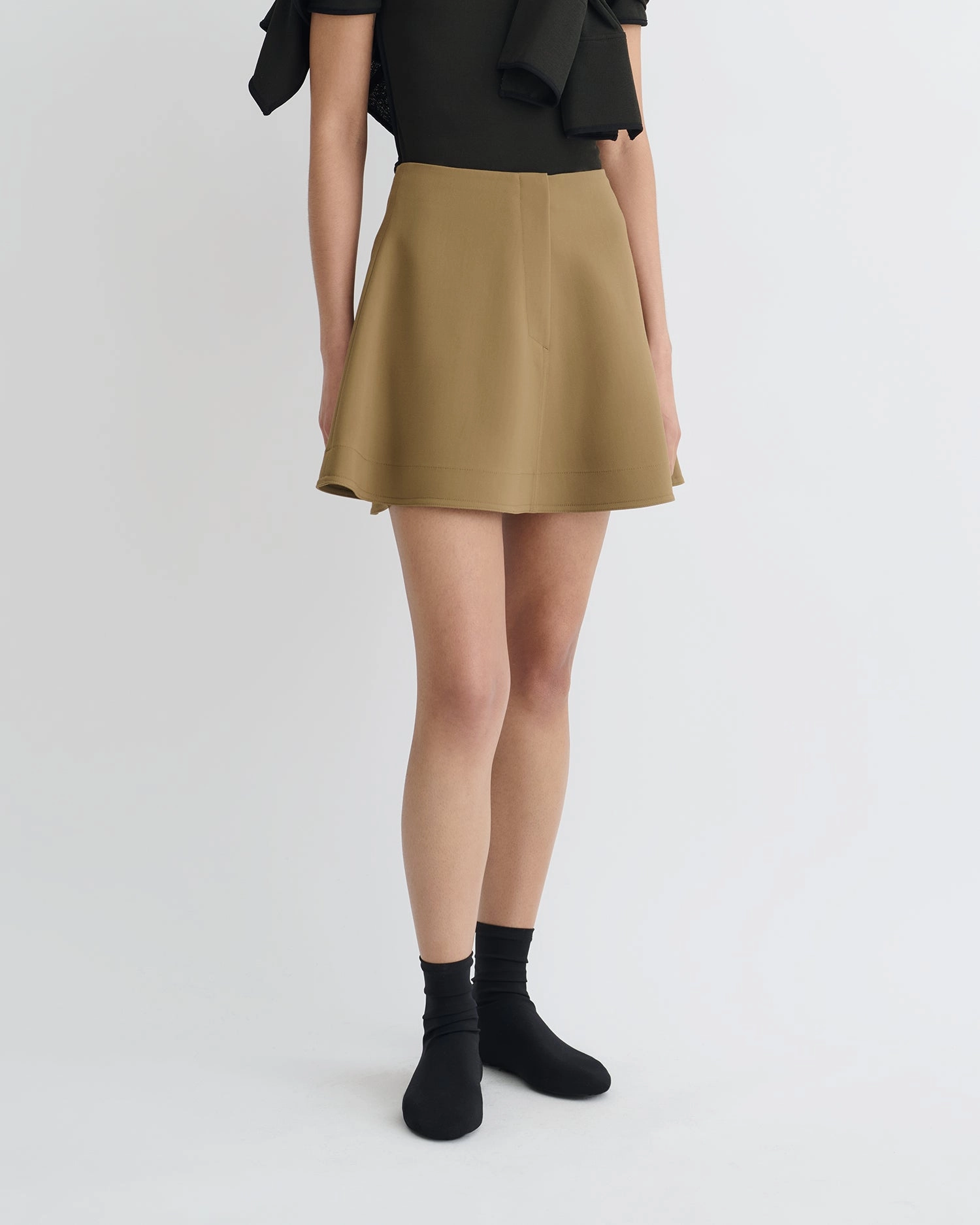 Mid Rise Tenna - Tailored A-Line Mini Skirt - Brown