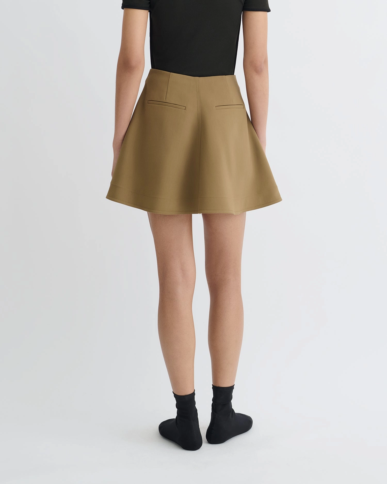 Tenna - Tailored A-Line Mini Skirt - Brown Easy Motion Luxury Finish