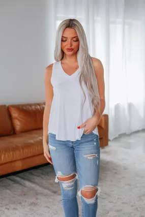 Teyana Tank - Ivory Layered Neckline Design