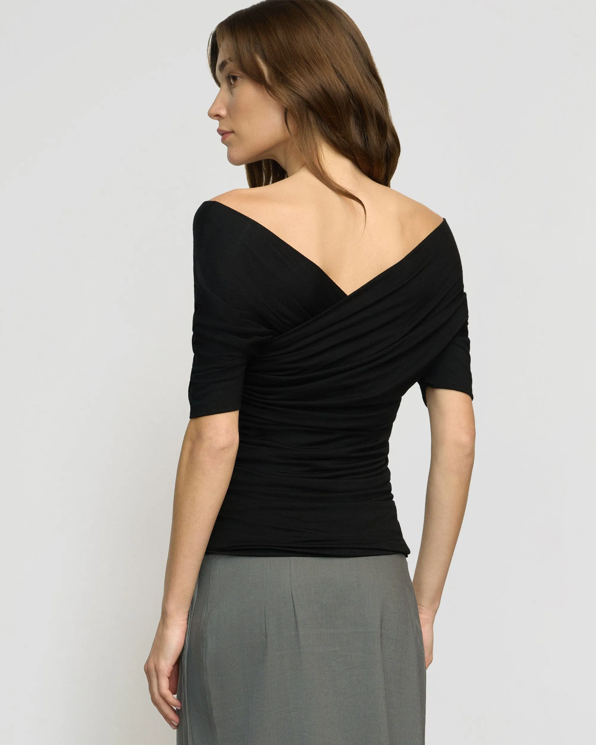 Comfy Comfort Thalia Ruched Off-Shoulder Tee