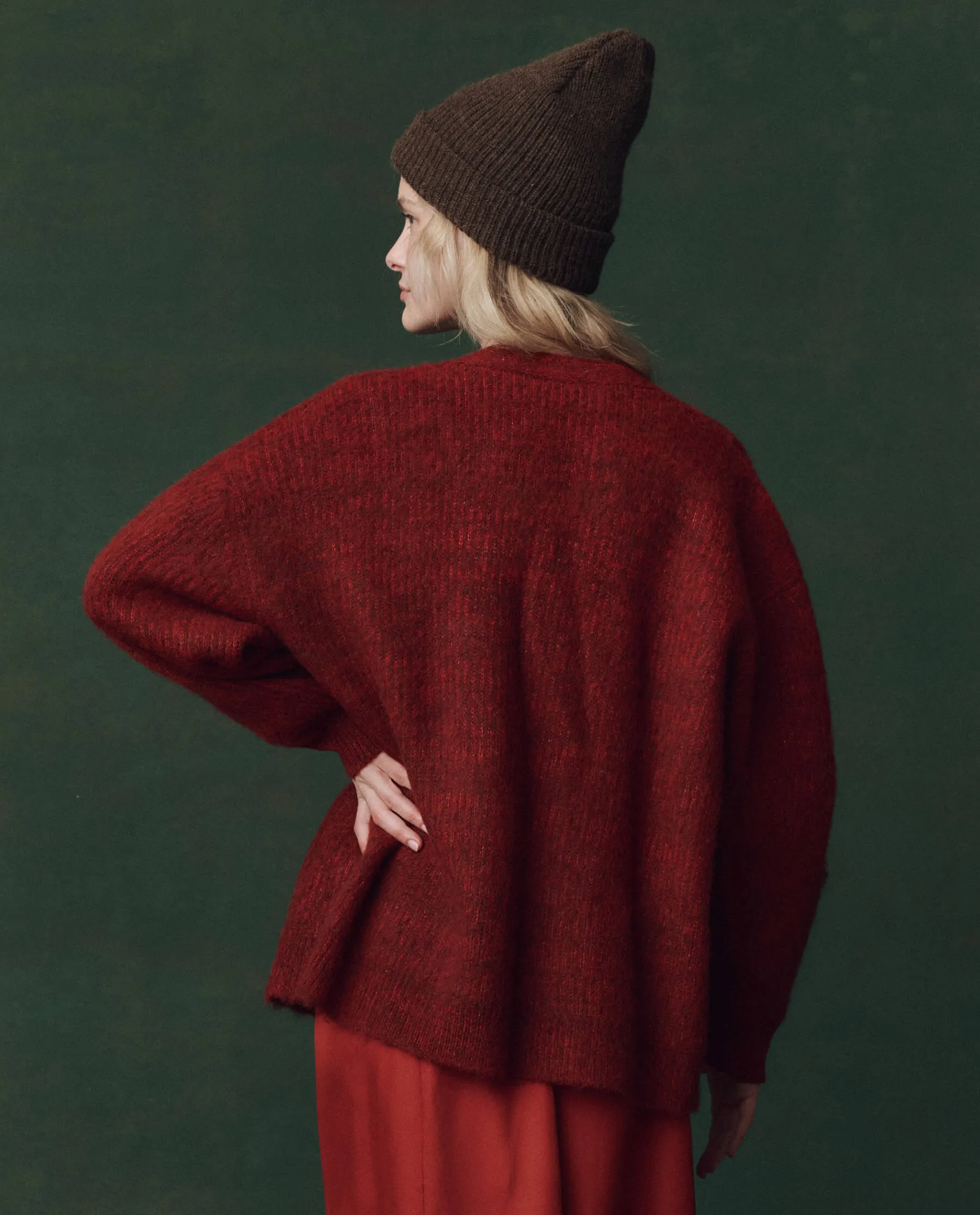 Multipanel Construction Warm Comfort The Brushed Melange Cardigan. -- Cinder