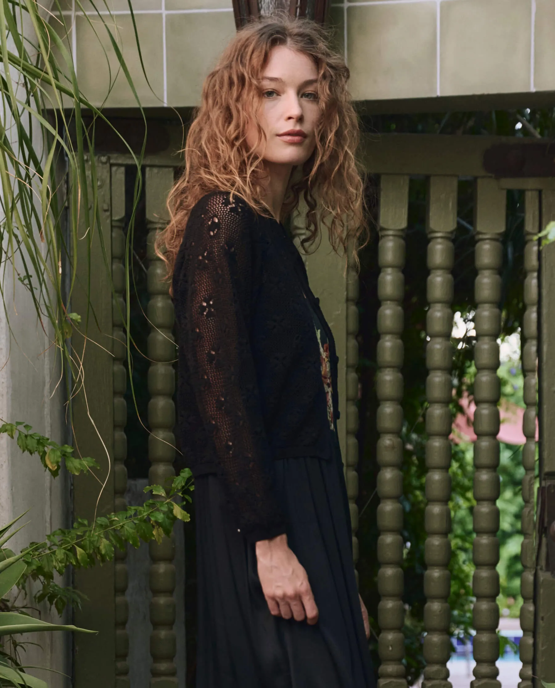 Breathable Design Fit The Crochet Cardigan. -- Black