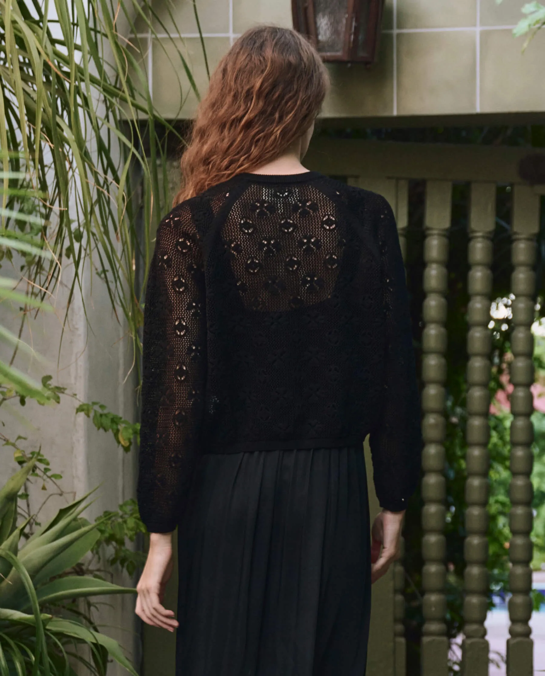 The Crochet Cardigan. -- Black Winter Fashion Casual Knit Style