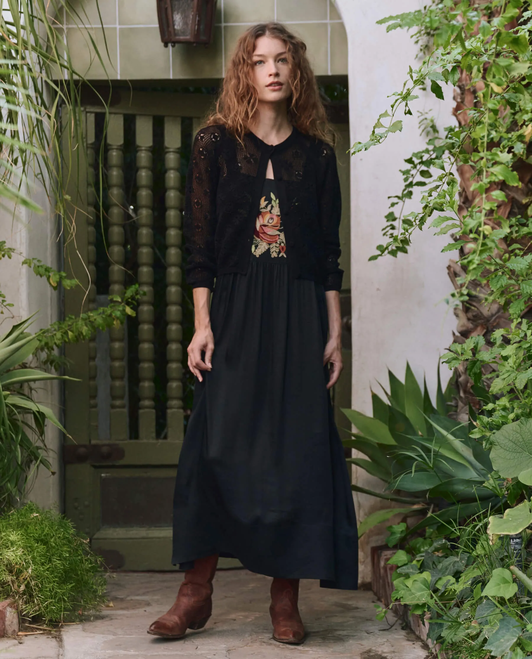 Quick Change The Crochet Cardigan. -- Black