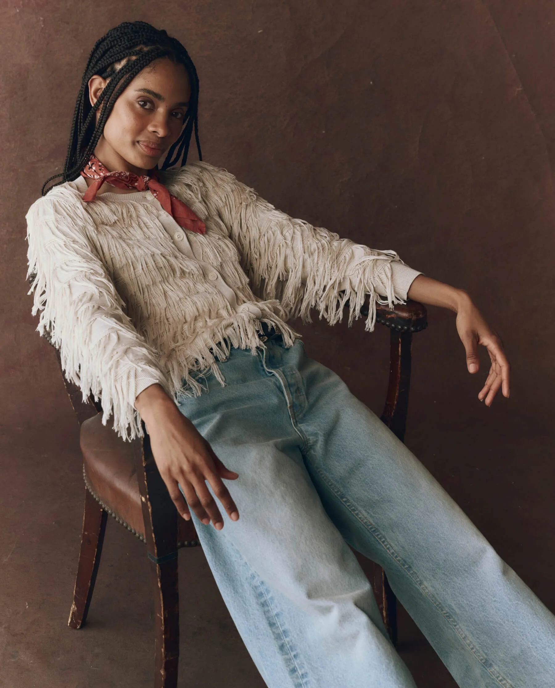 Sporty Layers The Fringe Cardigan. -- Natural