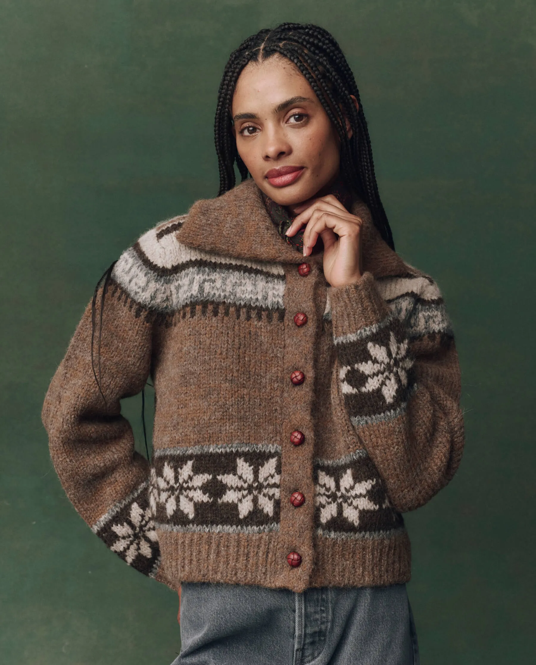 The Nordic Scholar Cardigan. -- Hickory Fair Isle Breathable Base