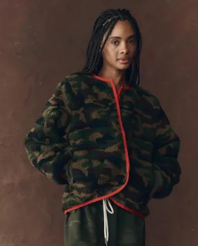The Reversible Plush Bomber. -- Camo & Hot Red Chilly Weather Sporty Flex