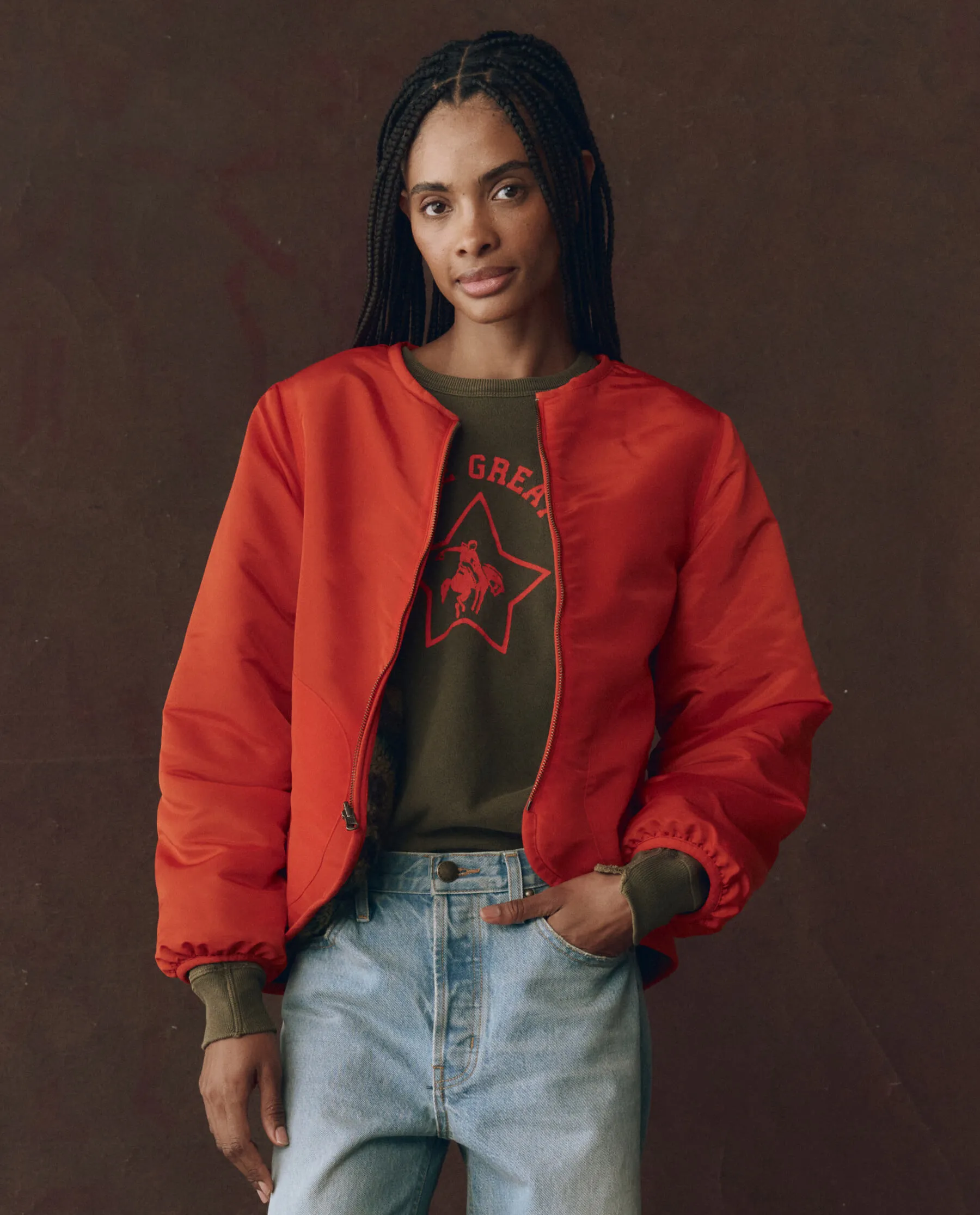 The Reversible Plush Bomber. -- Camo & Hot Red Sleek Wear