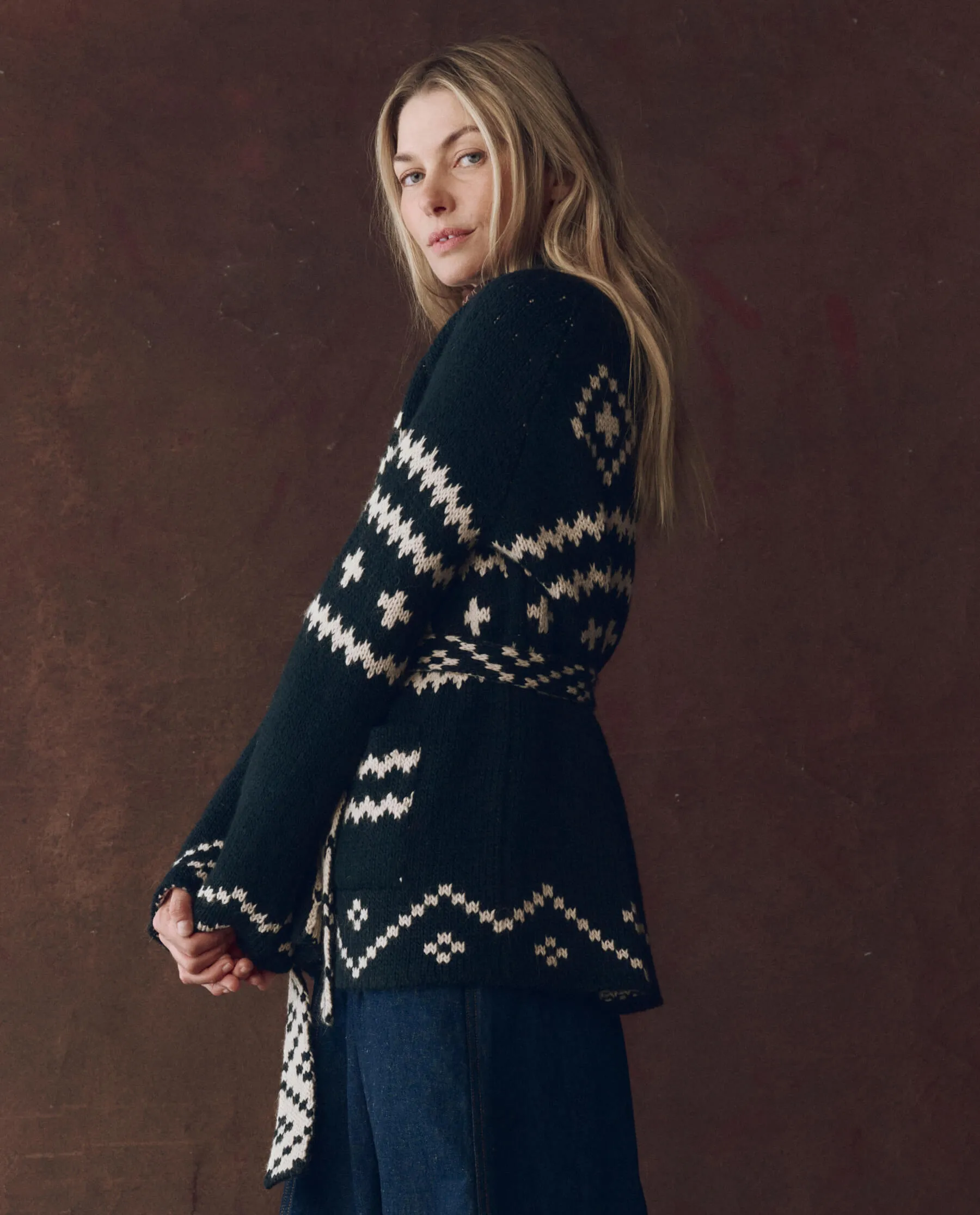 The Reversible Shepherd Cardigan. -- Navy And Cream Snug Layer