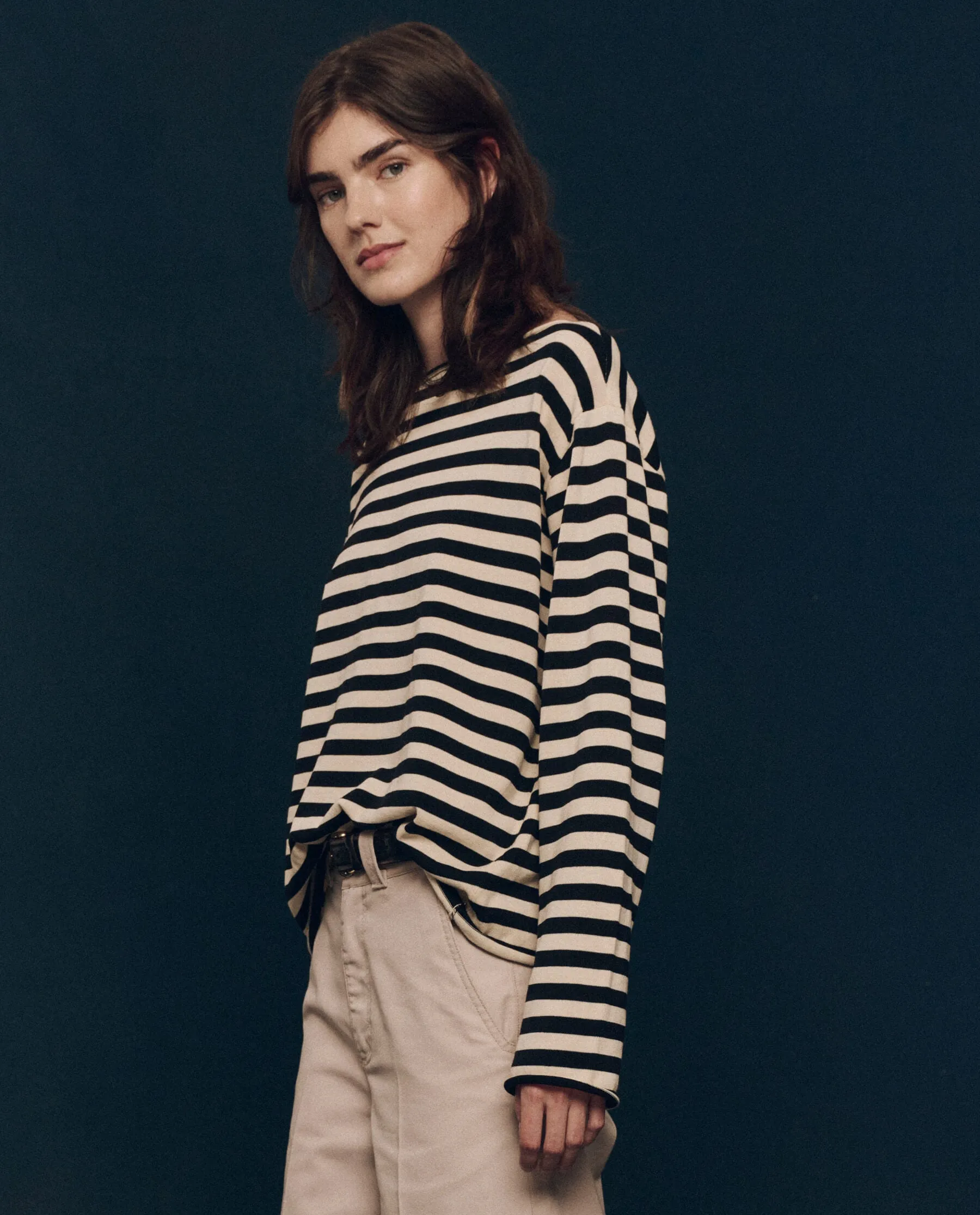 Comfy and Stylish Fashion Layers The Sailor Sweater. -- Black Stripe