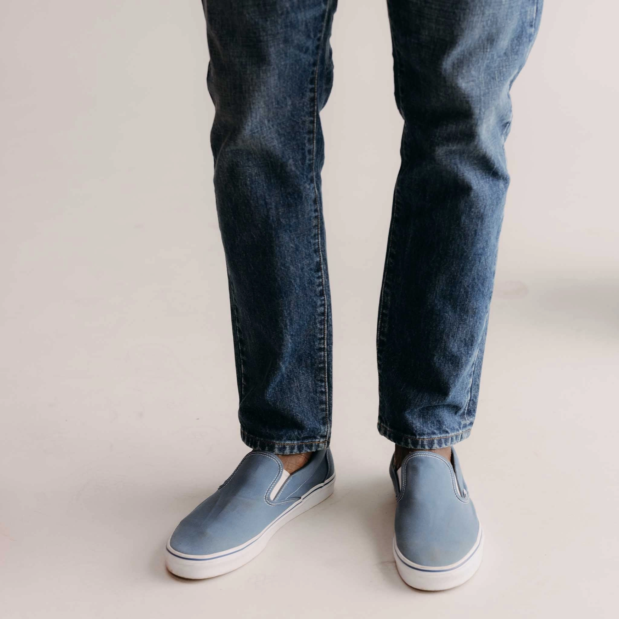No Gap Waist Design The Democratic Jean in Mid Wash Organic Selvedge