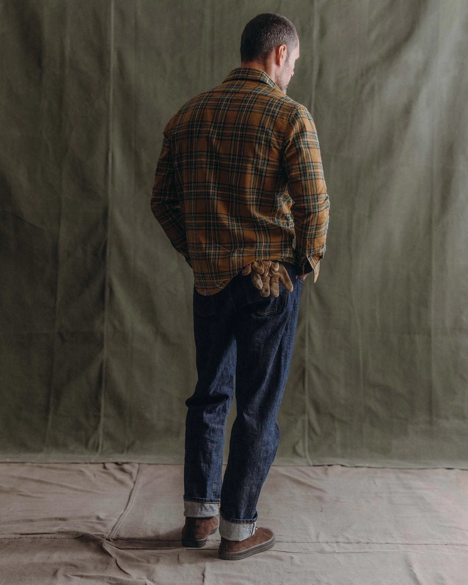 Night Out Neutral Textured Distressed Detailing The Straight Jean in Rigid Organic Selvedge