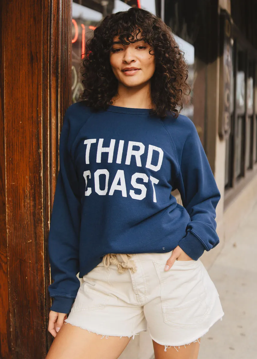 Third Coast Vintage Print Crewneck - Vintage Navy Fashionable Layering Warm Essentials