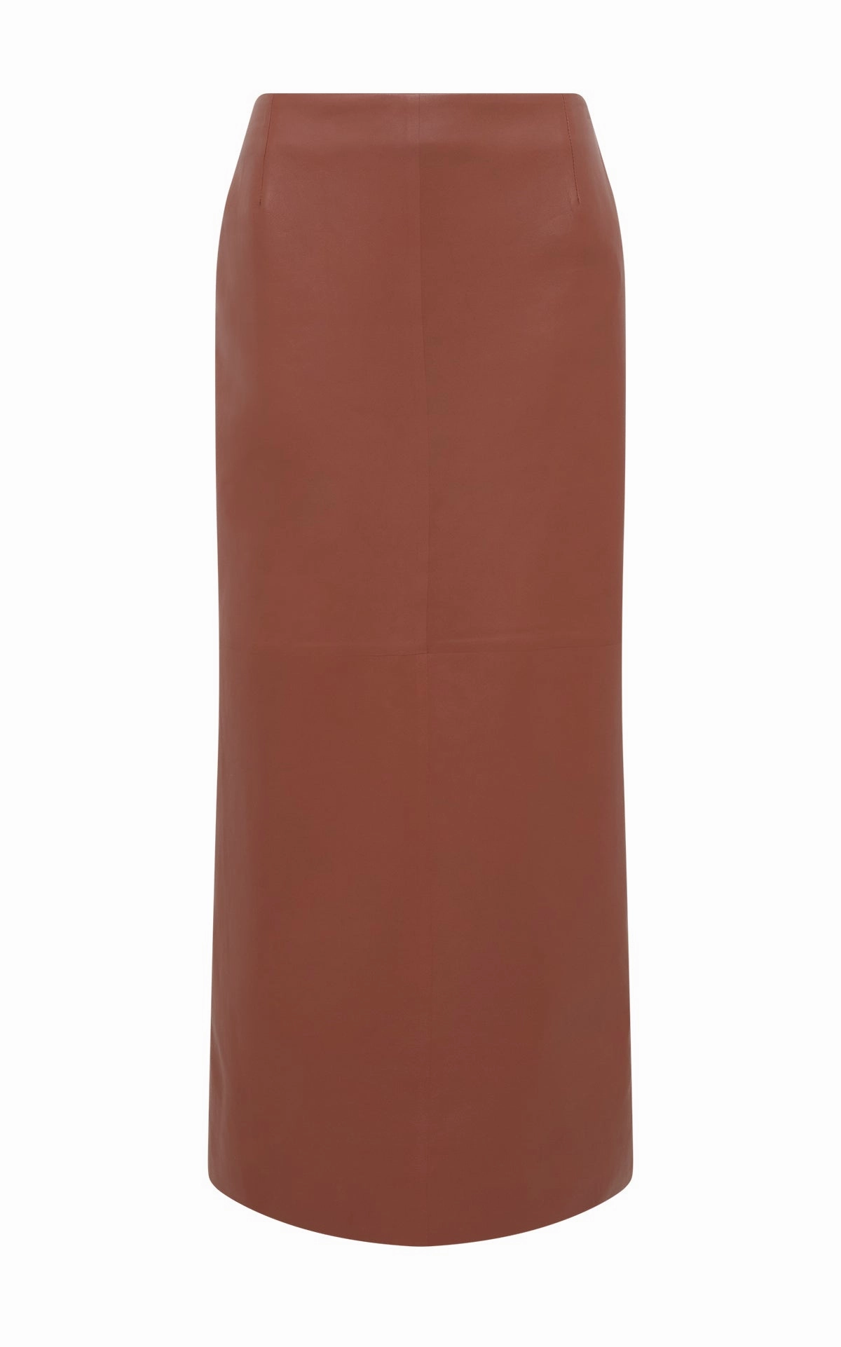 Refined Sophistication Manuela Midi Skirt in Cognac Soft Leather