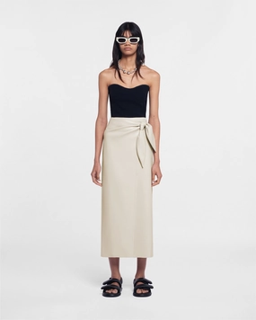 Amas - Okobor? Alt-Leather Sarong Skirt - Creme Glossy Texture