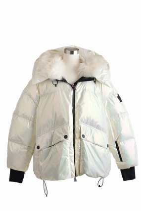 Tillier Iridescent Down Puffer Jacket W/ Fur Trim - Ski Ready Ventilation System