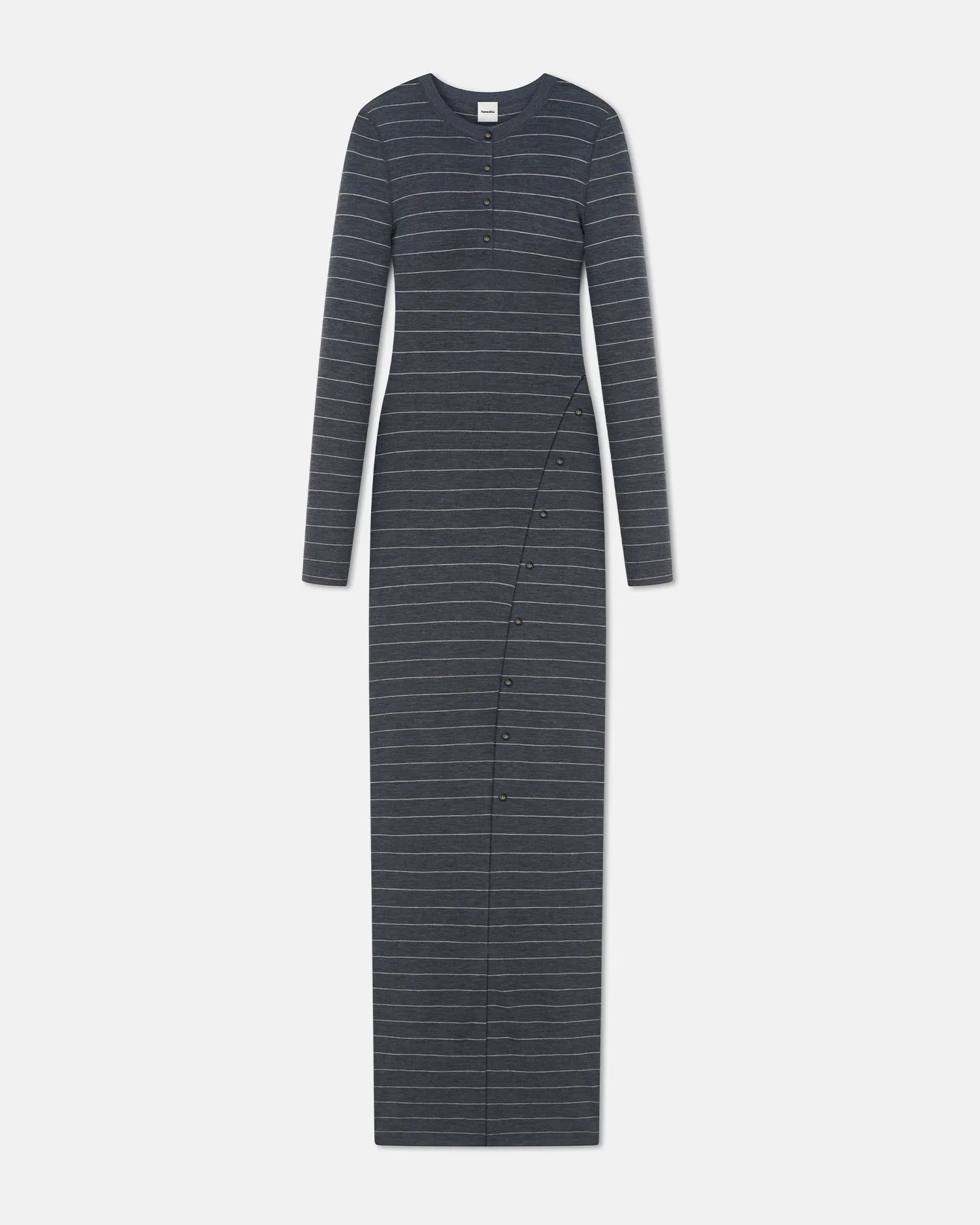 Dakoa - Striped Terry Merino Maxi Dress - Grey Stripe Modern-style Soft Weave