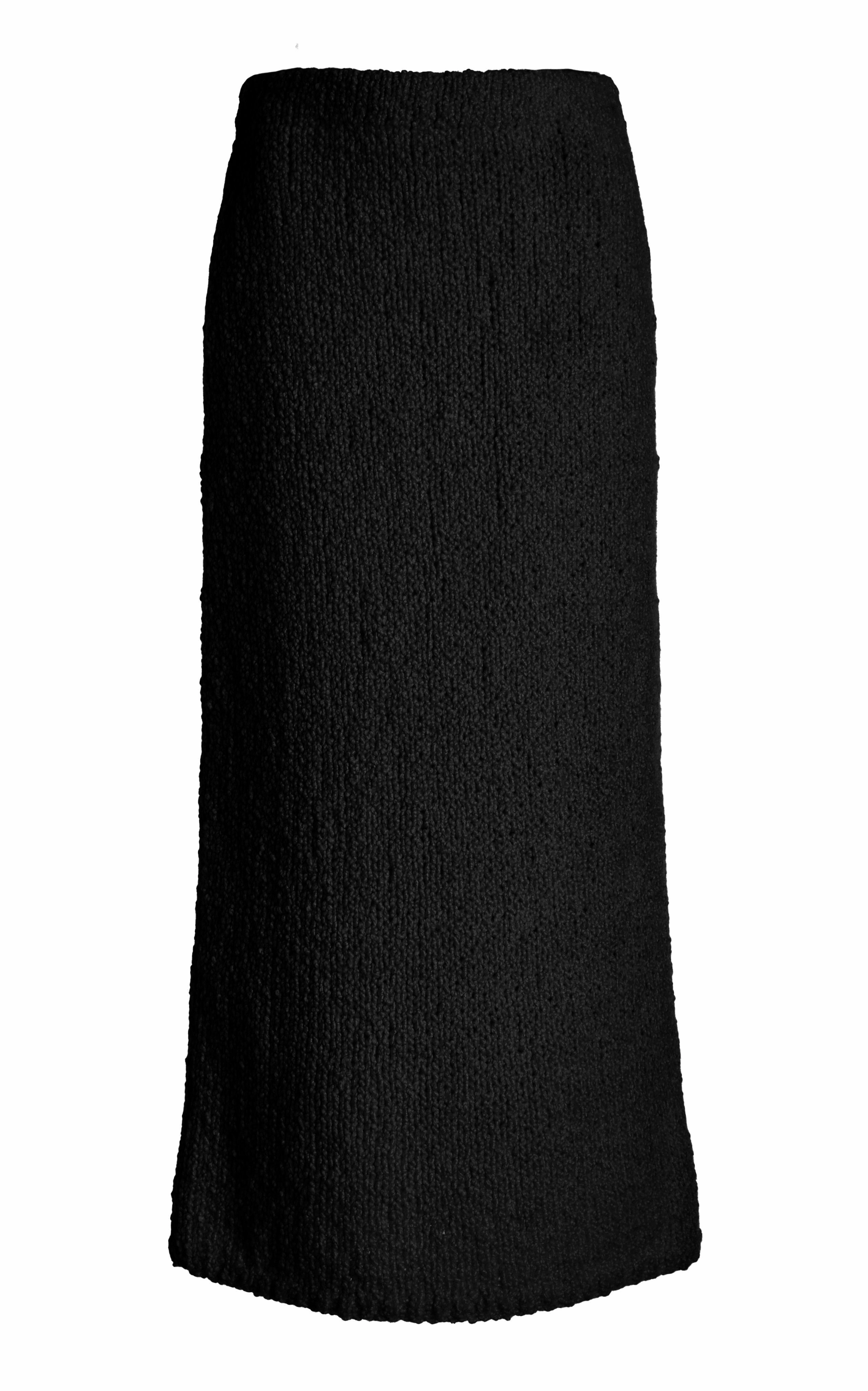 Reinforced Hemline Titan Knit Maxi Skirt in Black Cashmere Boucle