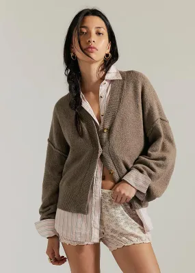 Cool Of The Night Cardi - Mocha Melange Classic Comfort