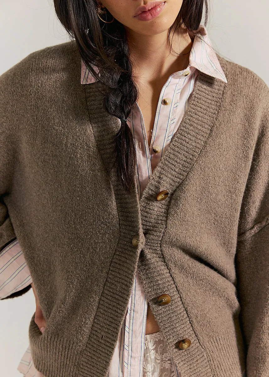 Cool Of The Night Cardi - Mocha Melange Snuggly Pieces